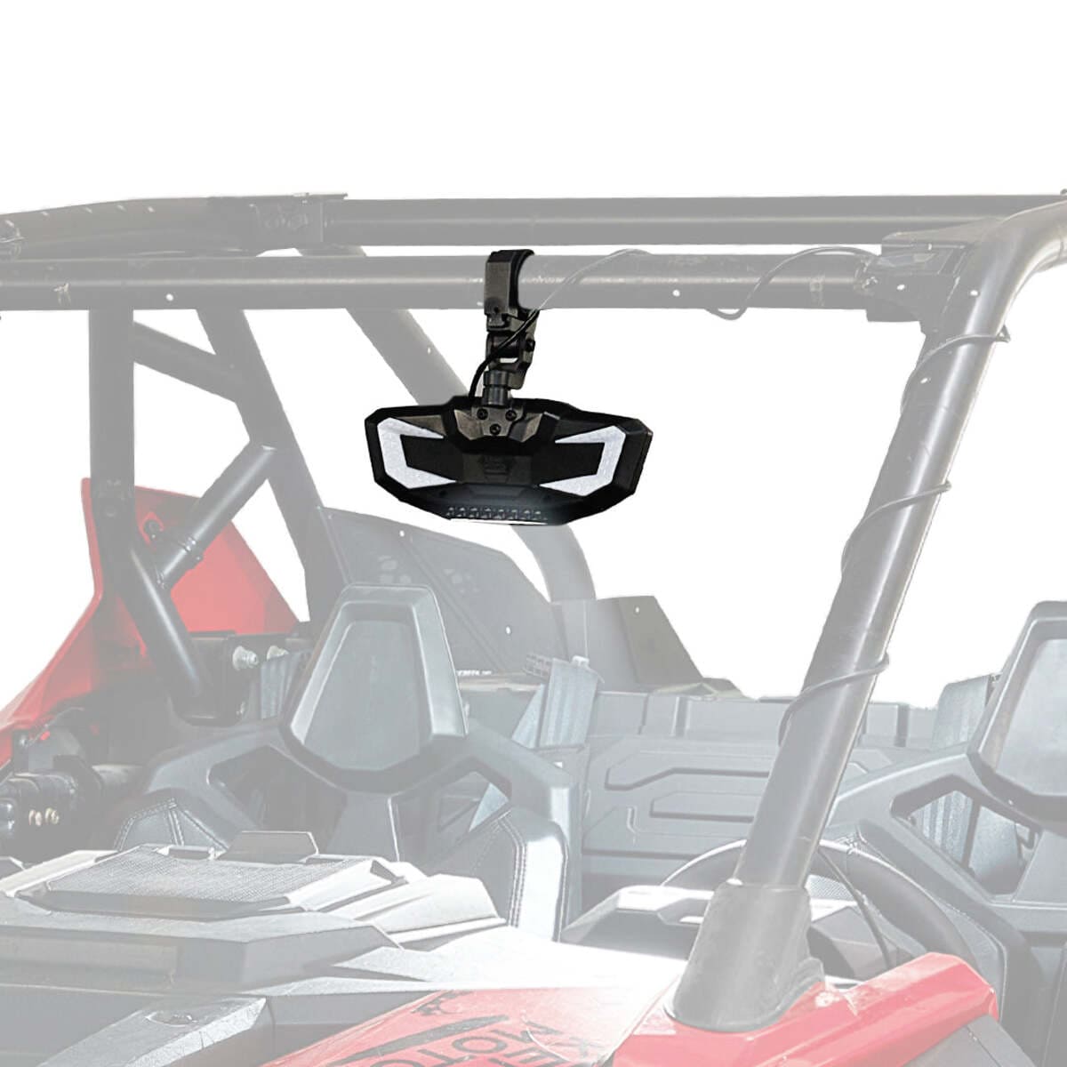Kemimoto Polaris RZR Pro XP 1.65"-2" Roll Bar Rear View Mirror w/ Light Built-in Rechargeable Battery