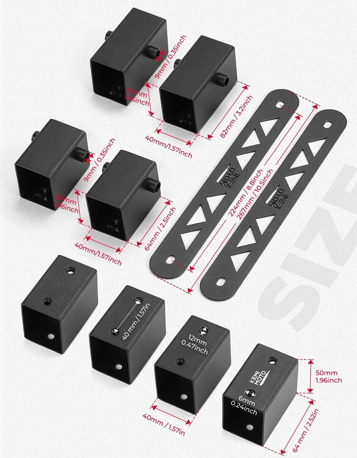 Kemimoto Polaris RZR Pro XP 2'' Risers Spacers Lift Kit - 8 pcs
