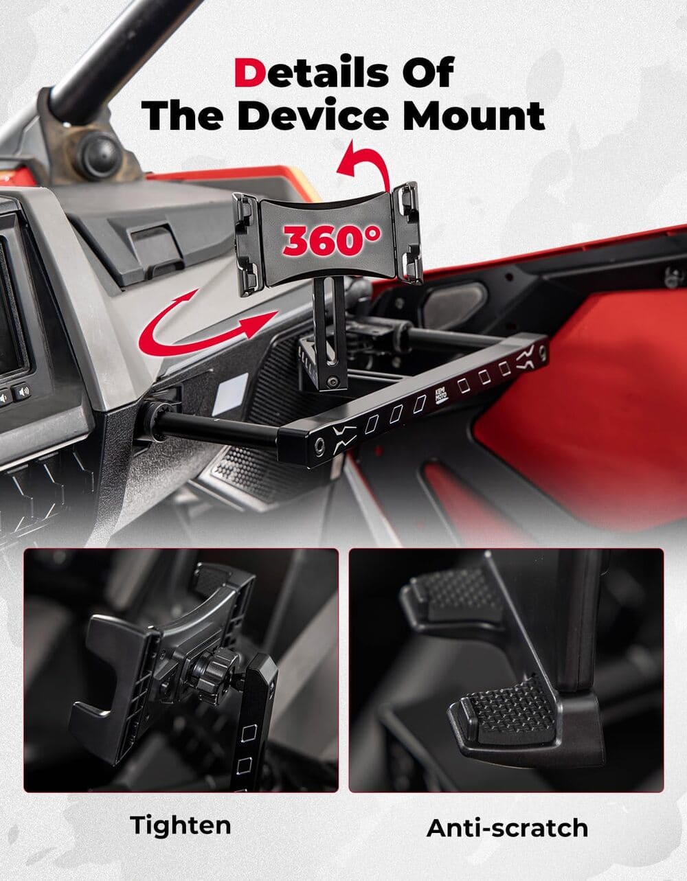 Kemimoto Polaris RZR Pro XP Electronic Device Mounts with Grab Bar
