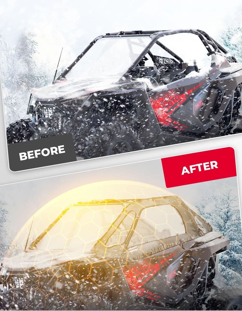 Kemimoto Polaris RZR Pro XP Soft Cab Enclosure Upper Doors - 2 Seat