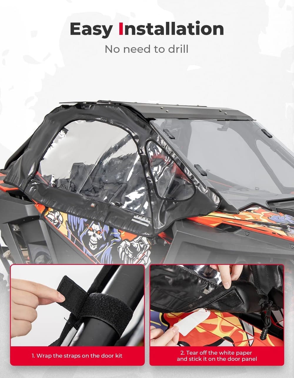 Kemimoto Polaris RZR Pro XP Soft Cab Enclosure Upper Doors - 2 Seat