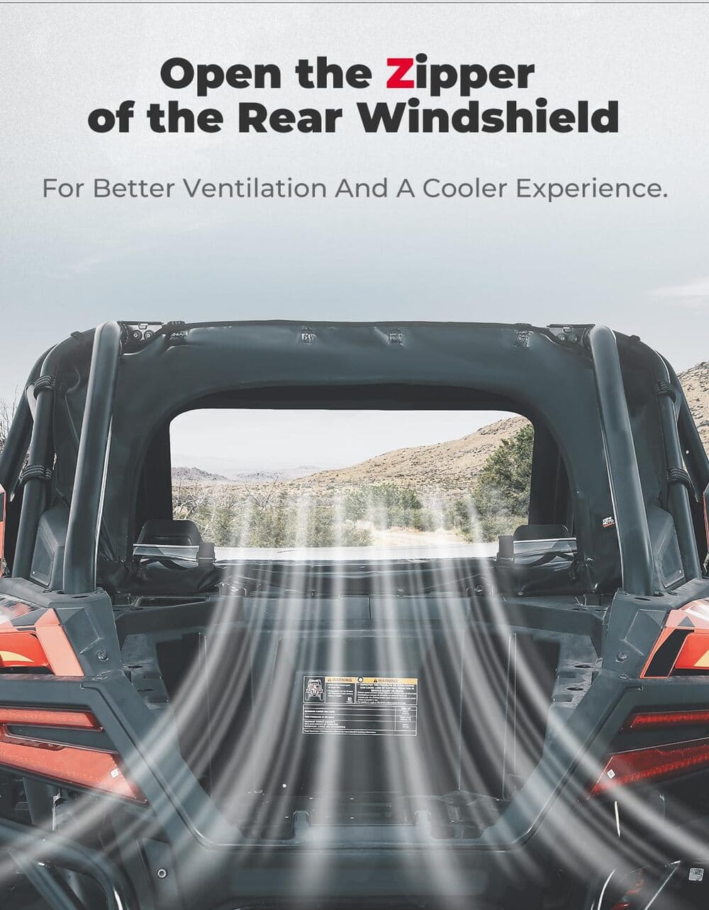 Kemimoto Polaris RZR Pro XP UTV Soft Rear Windshield