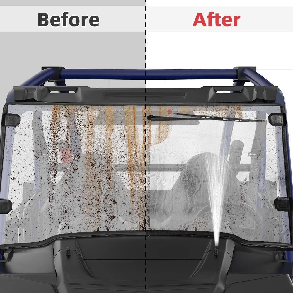 Kemimoto Polaris RZR/Ranger 12V Electric Windshield Wiper Washer Kit