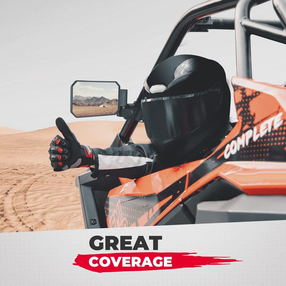 Kemimoto Polaris RZR UTV Rear Side View Mirrors 1.6"/2" - 1 Pair