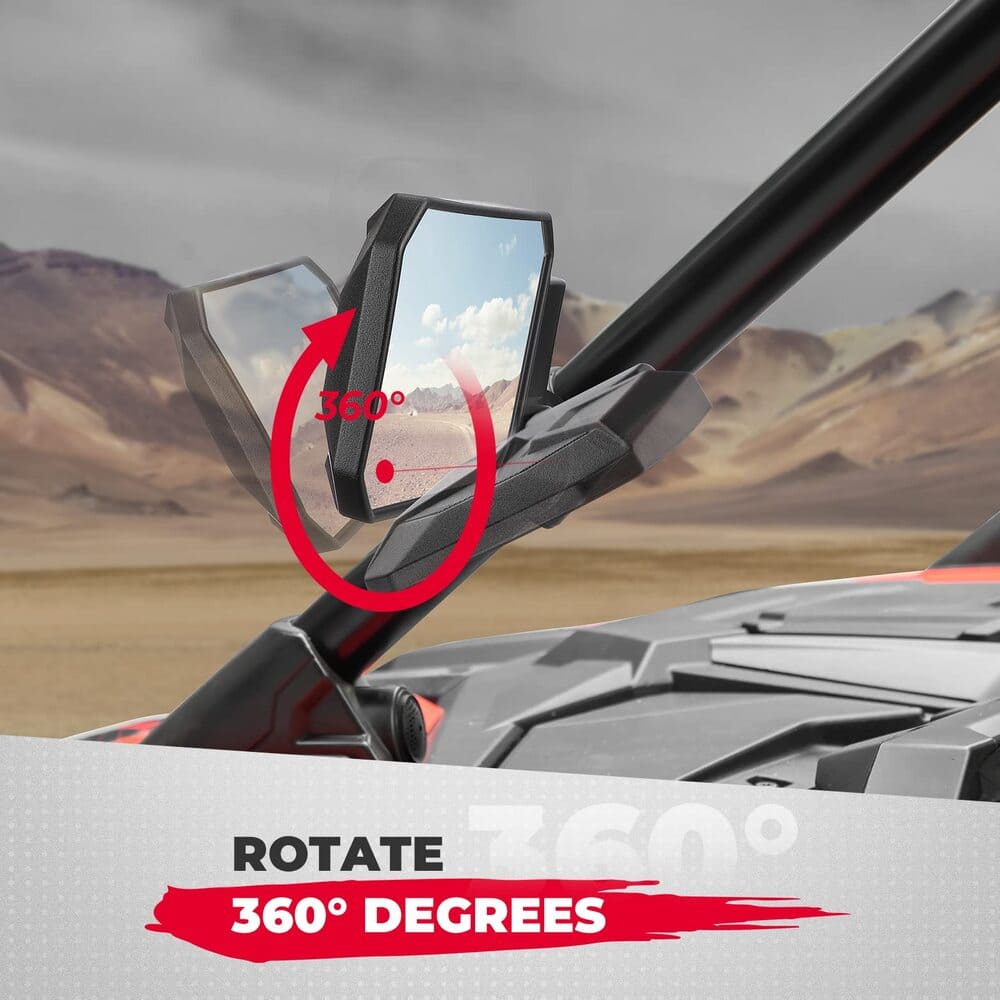 Kemimoto Polaris RZR UTV Rear Side View Mirrors 1.6"/2" - 1 Pair