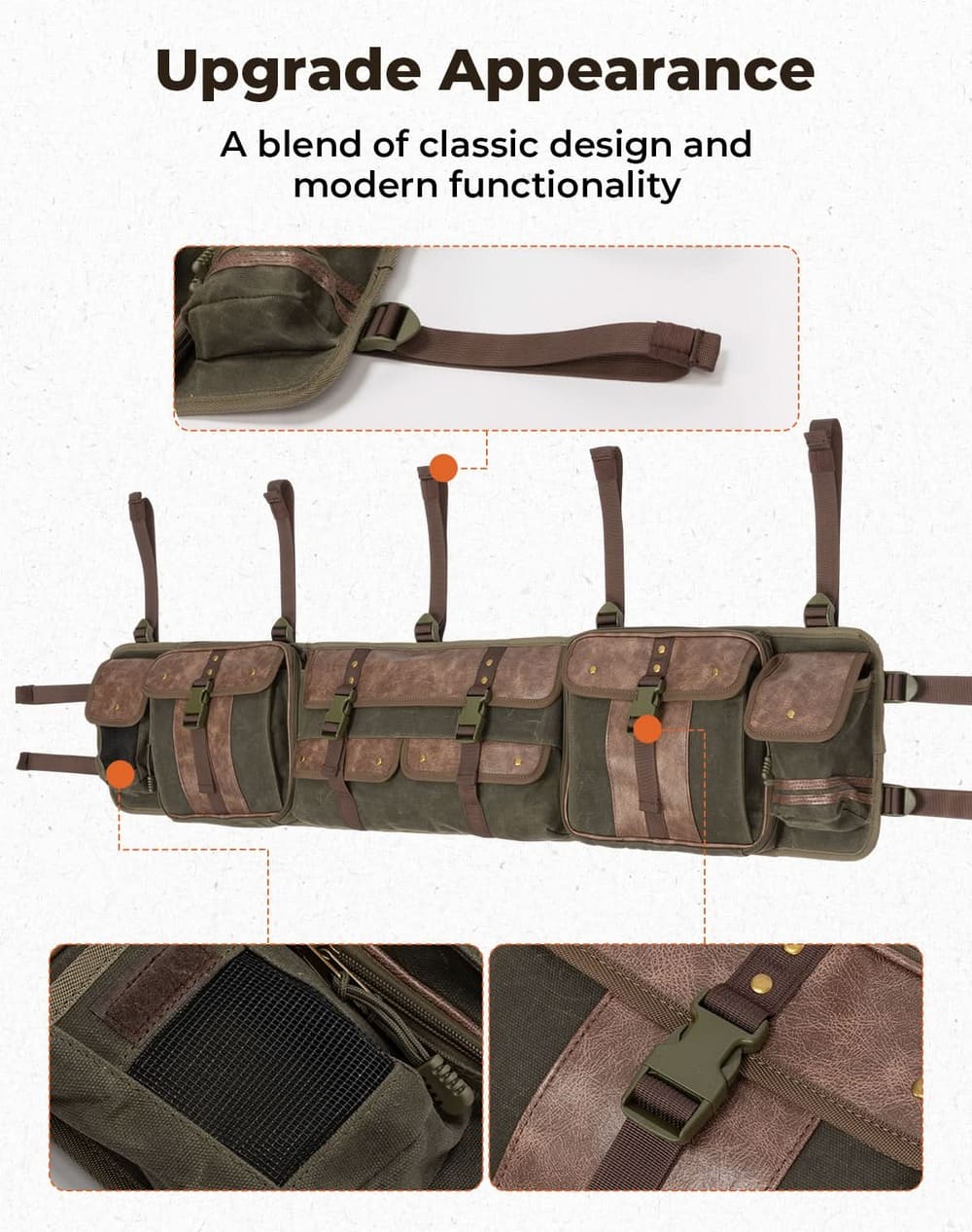 Kemimoto Polaris RZR UTV Roll Cage Organizer Leather Bag