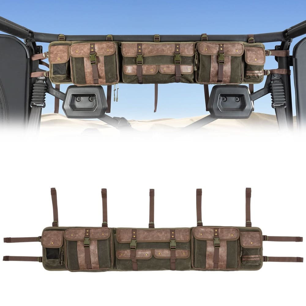 Kemimoto Polaris RZR UTV Roll Cage Organizer Leather Bag