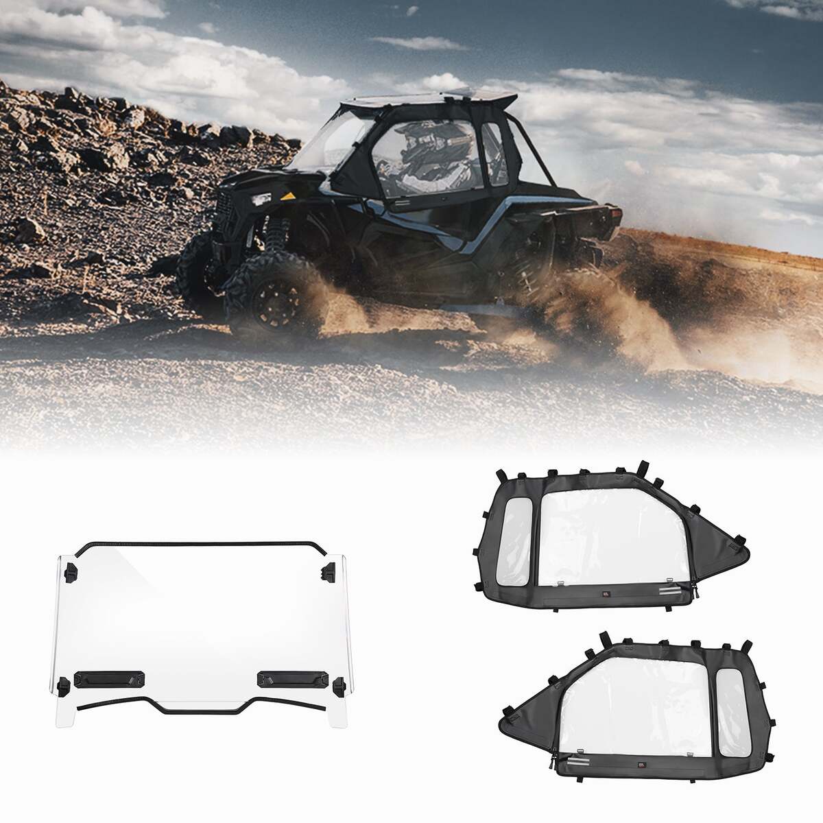 Kemimoto Polaris RZR XP 1000 / 4 Full Windshield & Soft Cab Enclosures