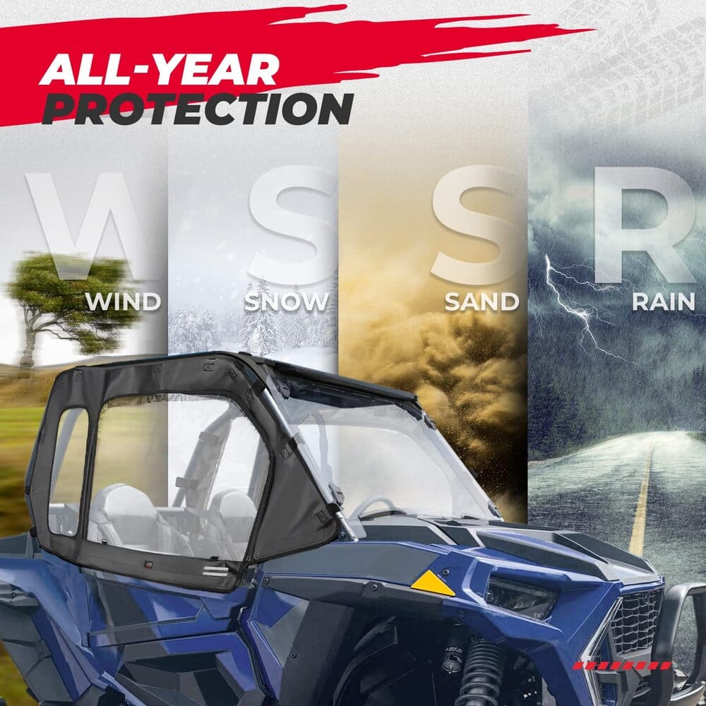 Kemimoto Polaris RZR XP 1000 Cab Enclosures 2 Soft Upper Doors & 3-in-1 Flip Windshield