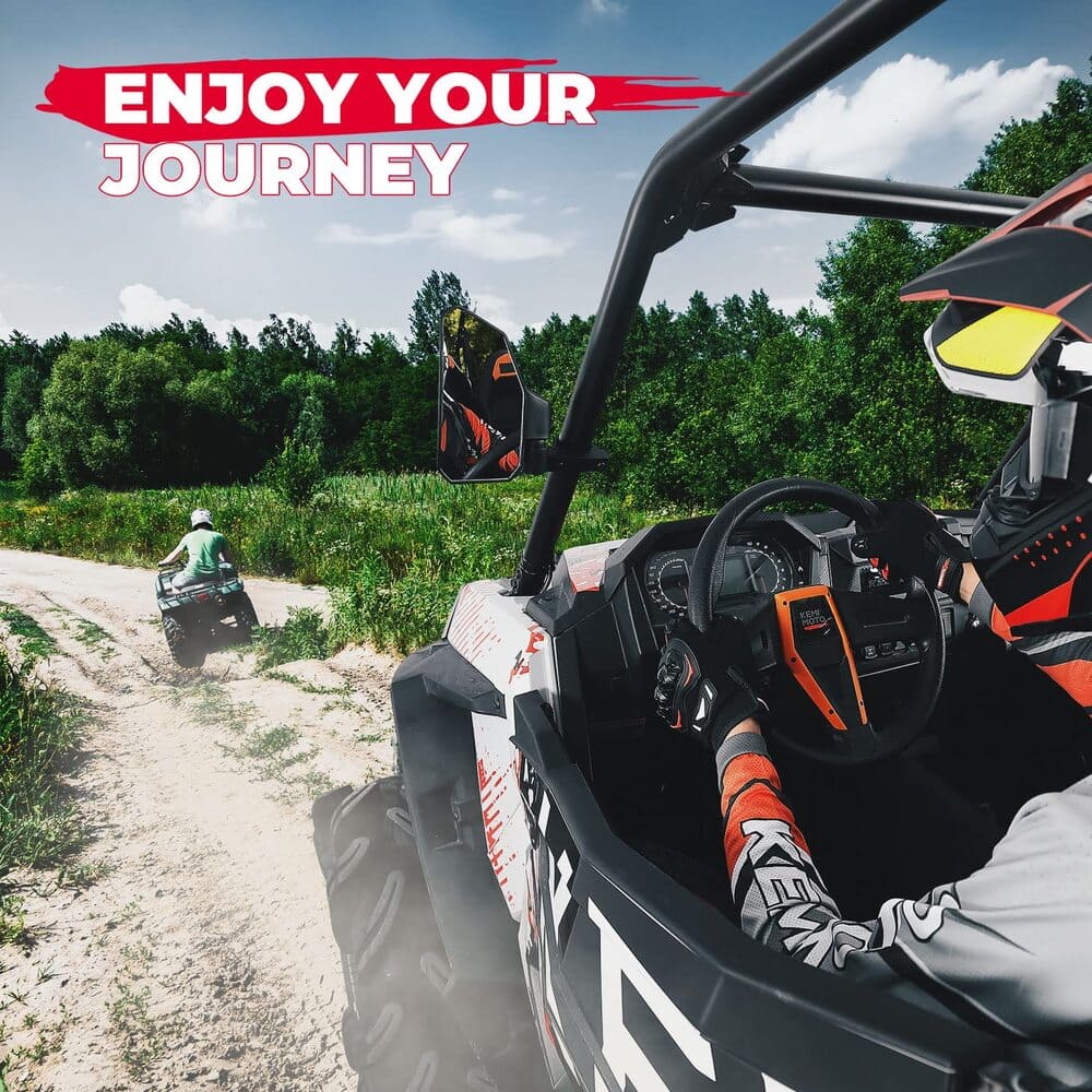 Kemimoto Polaris RZR XP 1000 Fit 1.6"-2" Roll Bar UTV Side Mirrors w/ Windshield