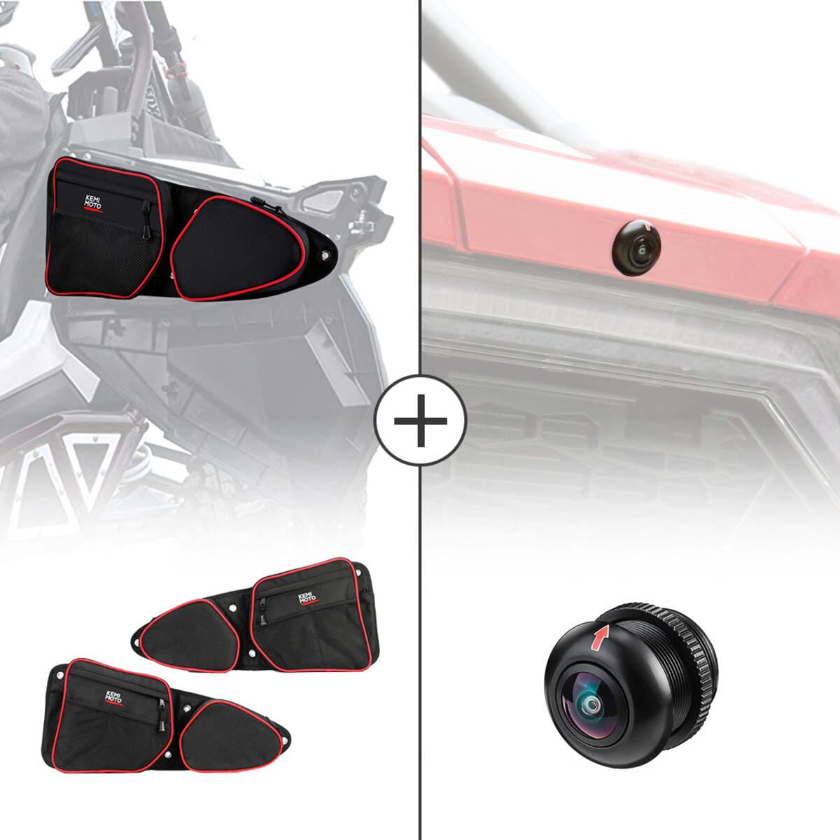 Kemimoto Polaris RZR XP 1000 Front Side Door Bags & Front Camera