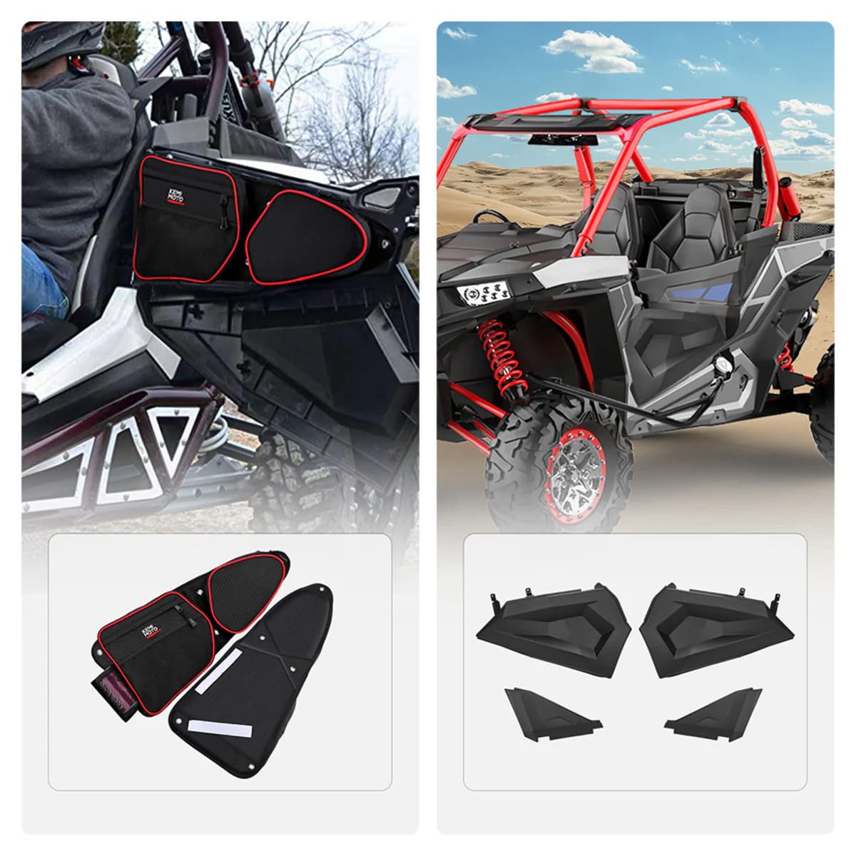 Kemimoto Polaris RZR XP 1000 Front Side Door Bags & Lower Half Door Inserts Panels