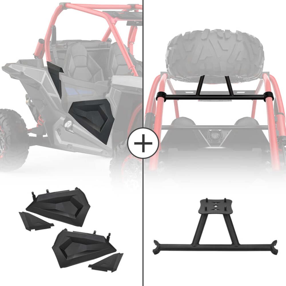 Kemimoto Polaris RZR XP 1000 Spare Tire Carrier Mount & Lower Half Door Inserts Panels