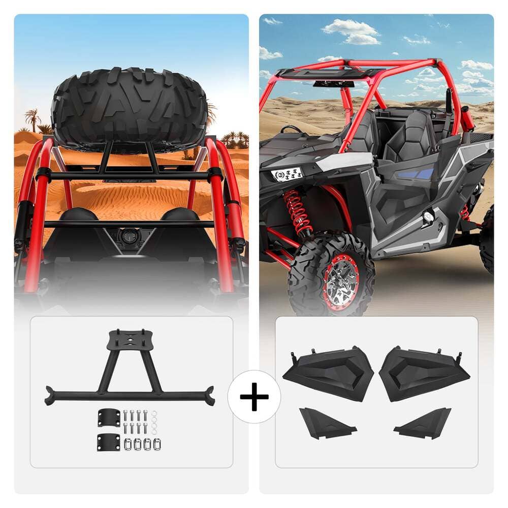 Kemimoto Polaris RZR XP 1000 Spare Tire Carrier Mount & Lower Half Door Inserts Panels