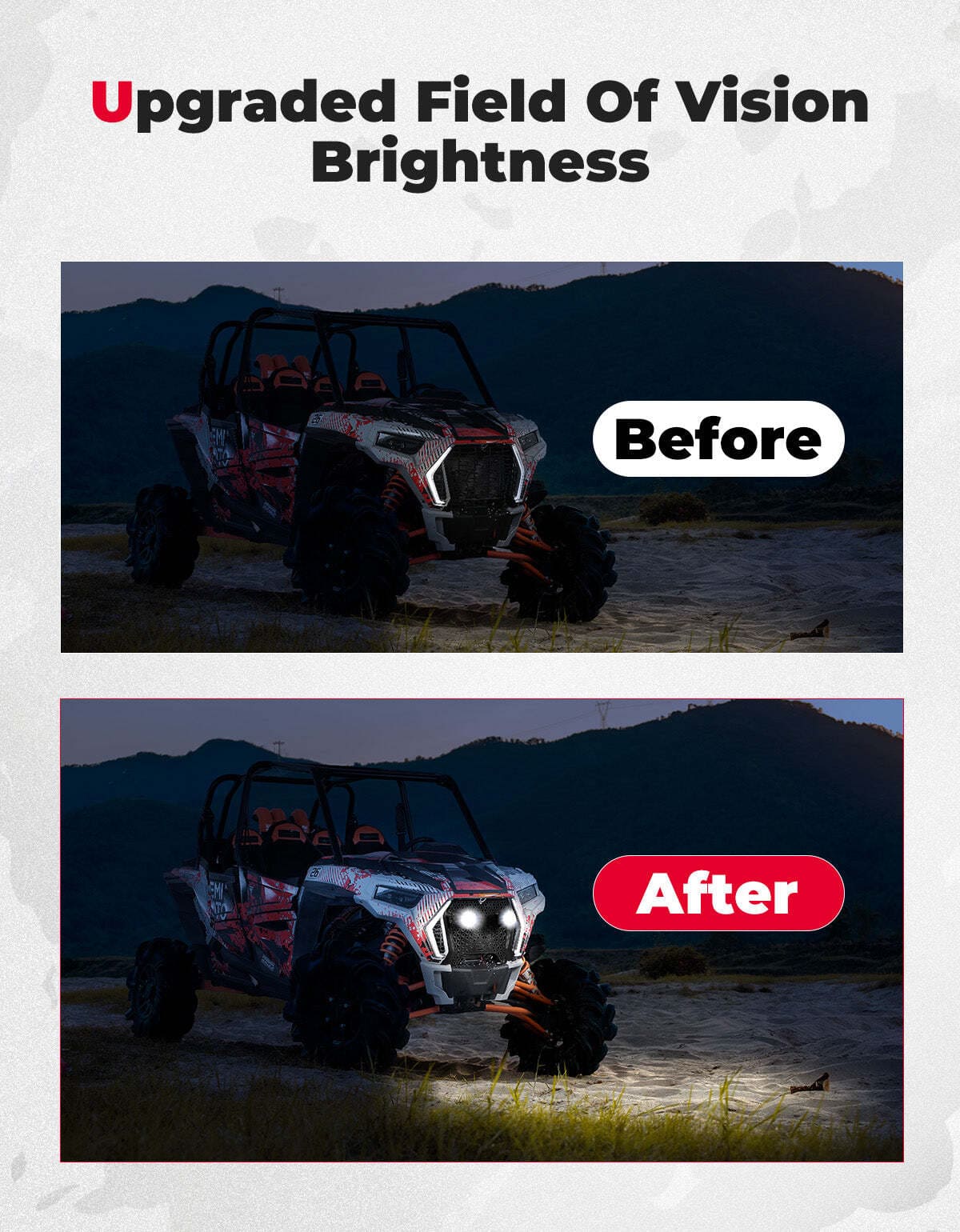 Kemimoto Polaris RZR XP 1000 UTV Metal Front Grill Light