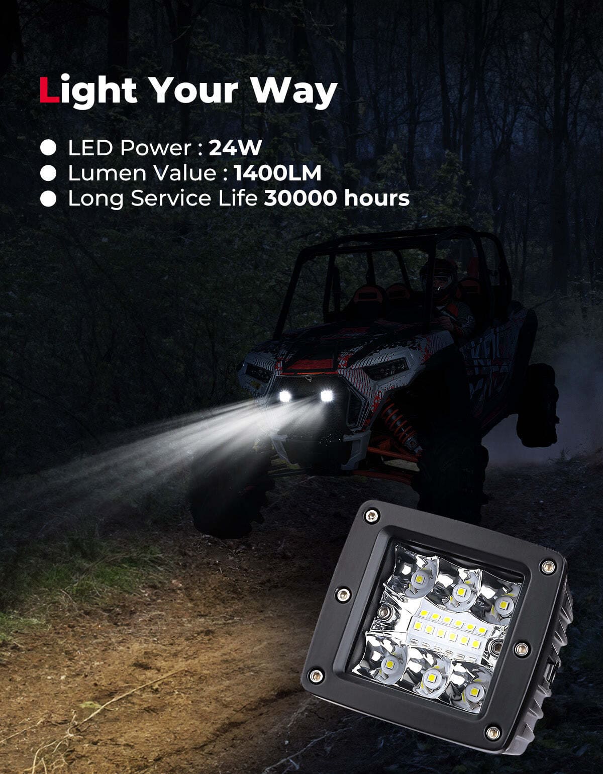Kemimoto Polaris RZR XP 1000 UTV Metal Front Grill Light