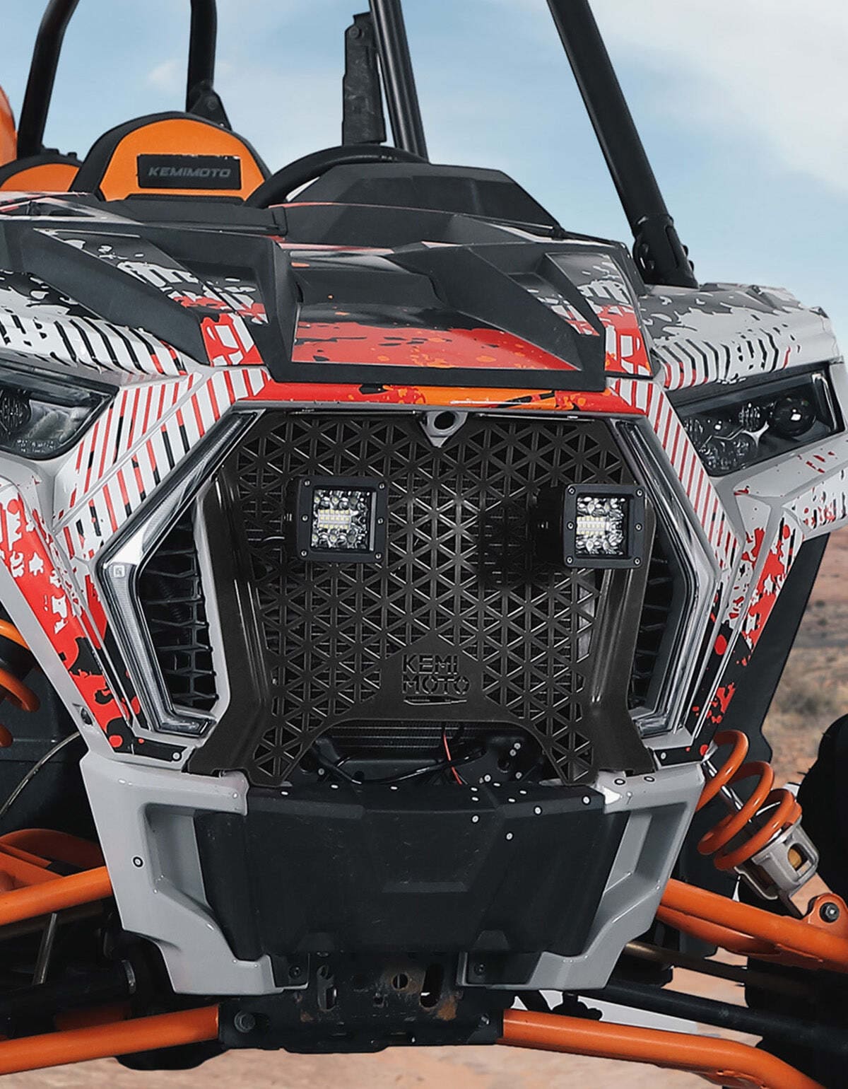 Kemimoto Polaris RZR XP 1000 UTV Metal Front Grill Light