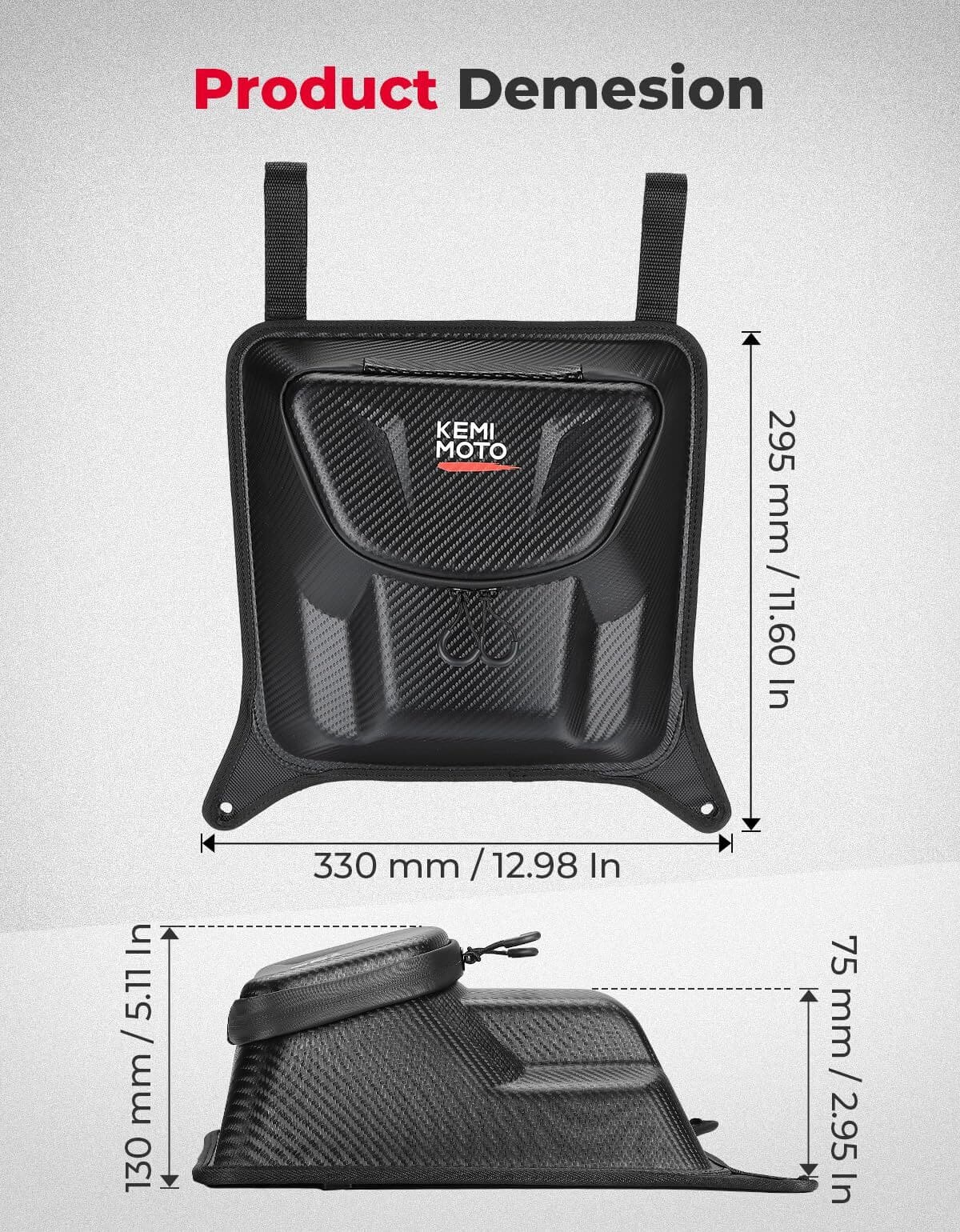 Kemimoto Polaris RZR XP 1000 Upgraded EVA UTV Center Storage Bag with PVC Zippers