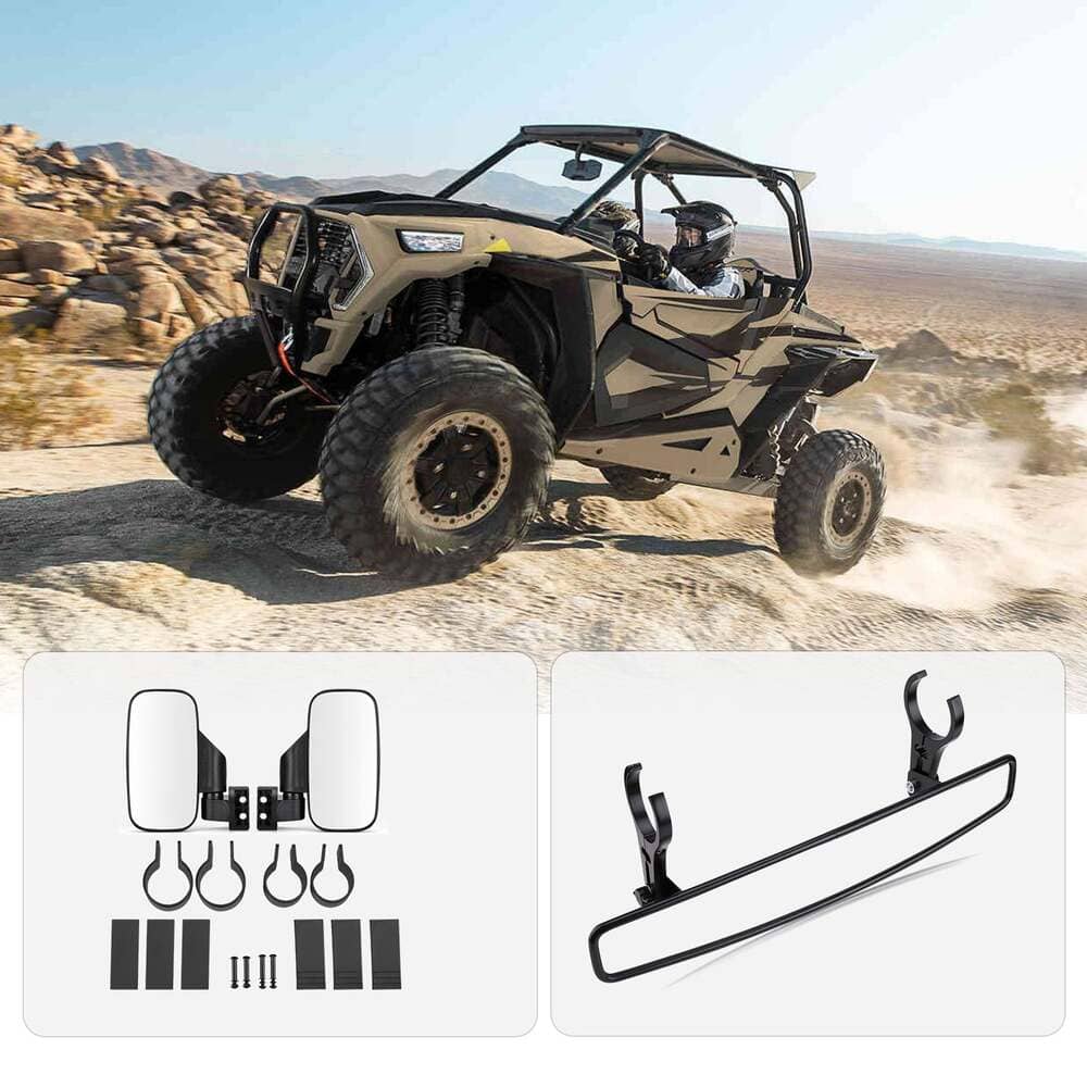 Kemimoto 1.75"-2" Clamps UTV Side View & Center Rear View Mirror