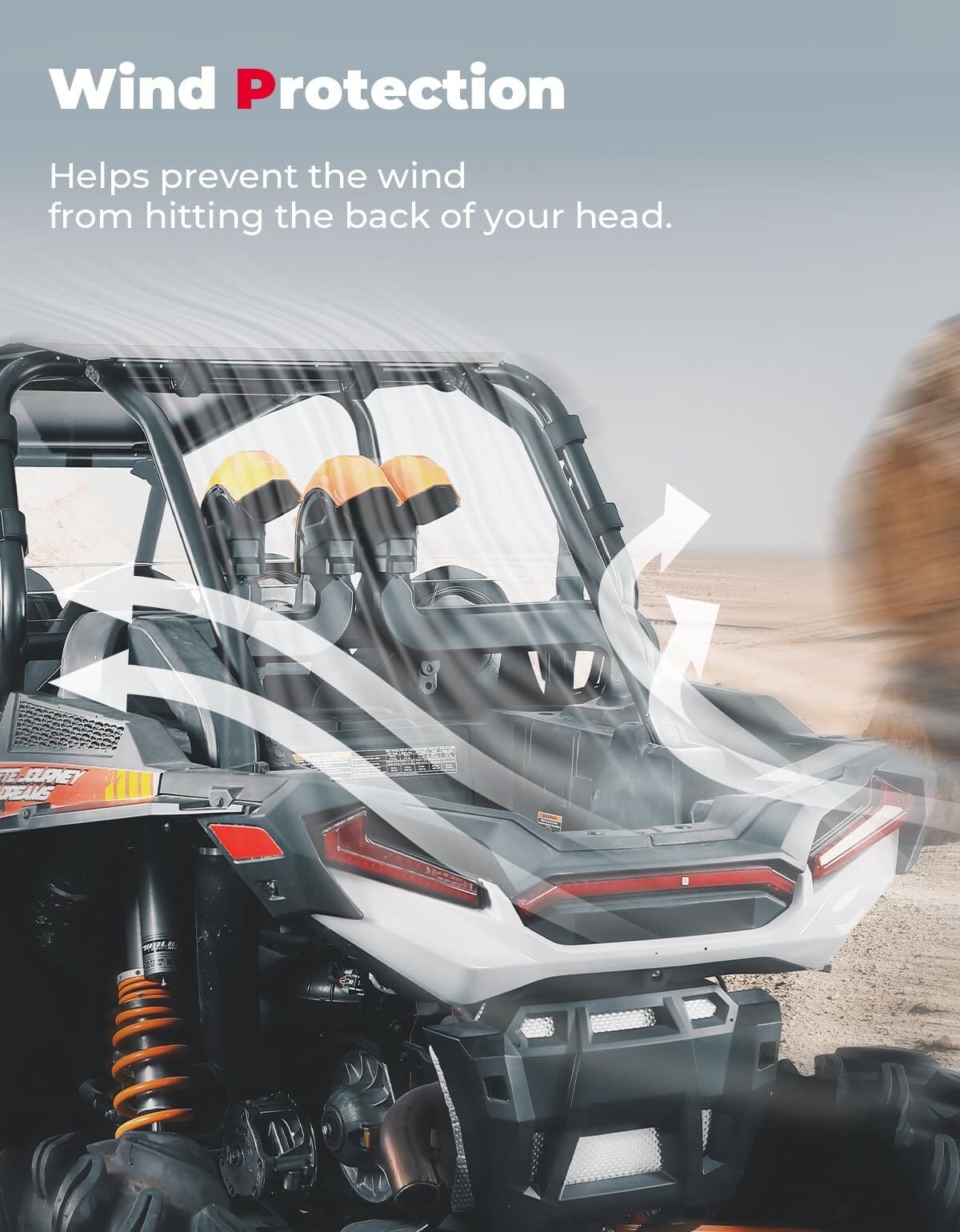 Kemimoto Polaris RZR XP 4 1000 Heavy Duty Rear Windshield - 4 Seater