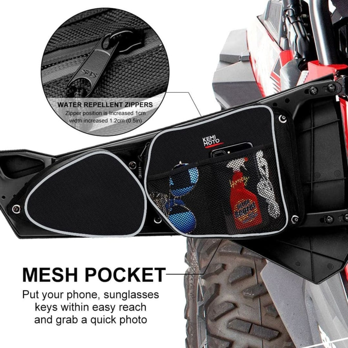 Kemimoto Polaris RZR XP 4 1000 Side Door Bags
