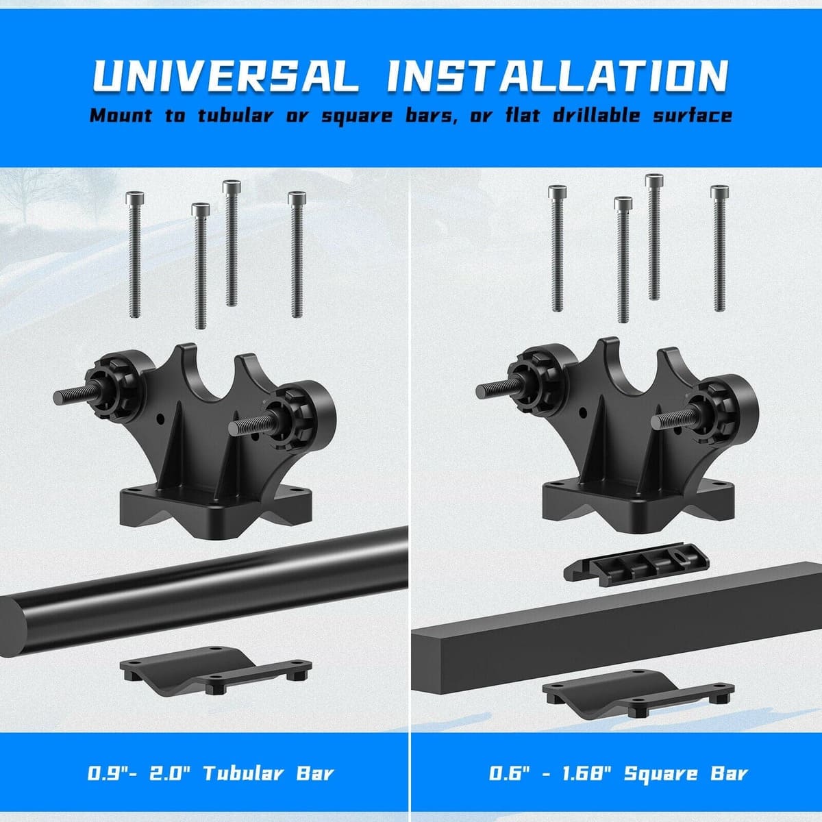 Kemimoto Polaris UTV/ATV Double U-Bracket Mount Grip