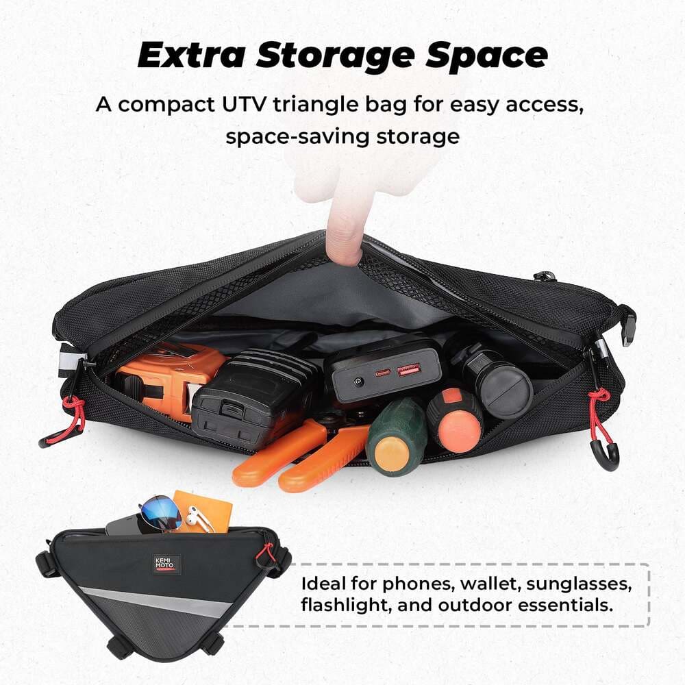 Kemimoto Polaris UTV Roll Bar Triangle Storage Bag