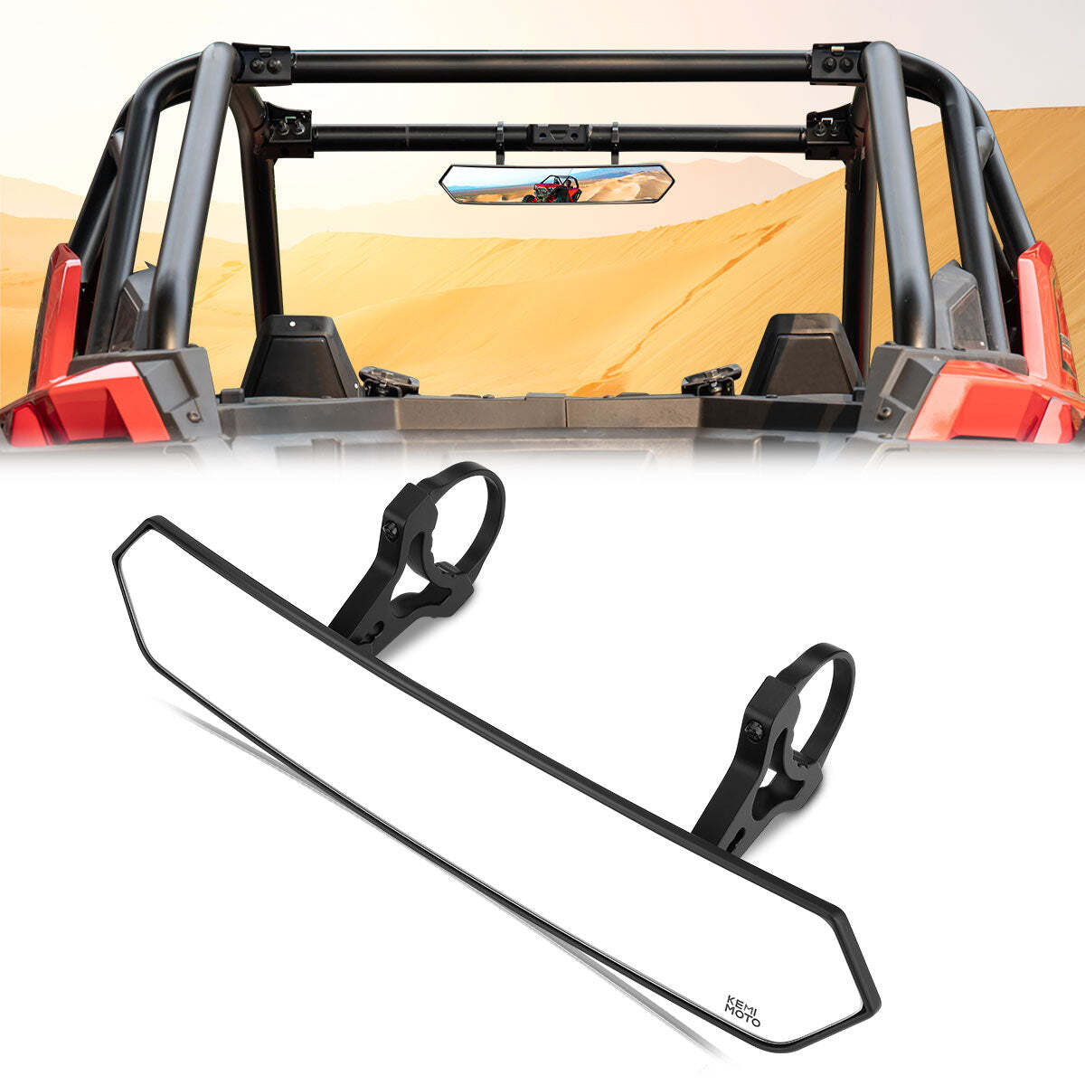 Kemimoto Rear View Mirror and Side View Mirrors Fit 1.75" - 2.0" Roll Bar