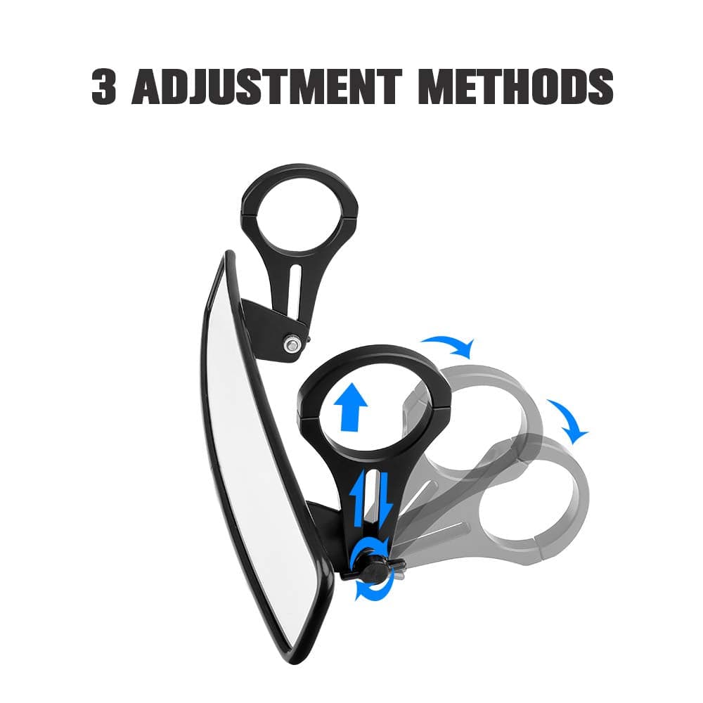 Kemimoto Rear View Mirror with 1.75" Clamps & Convex Design