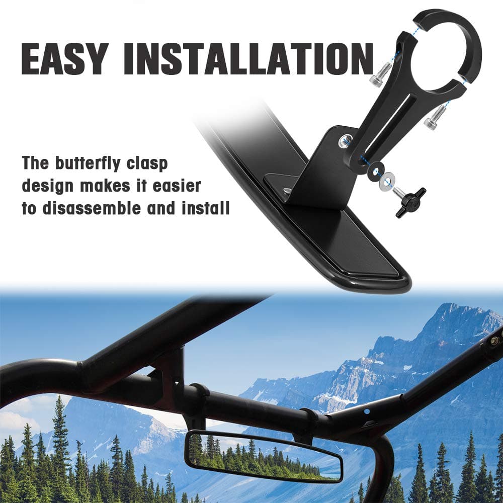 Kemimoto Rear View Mirror with 1.75" Clamps & Convex Design