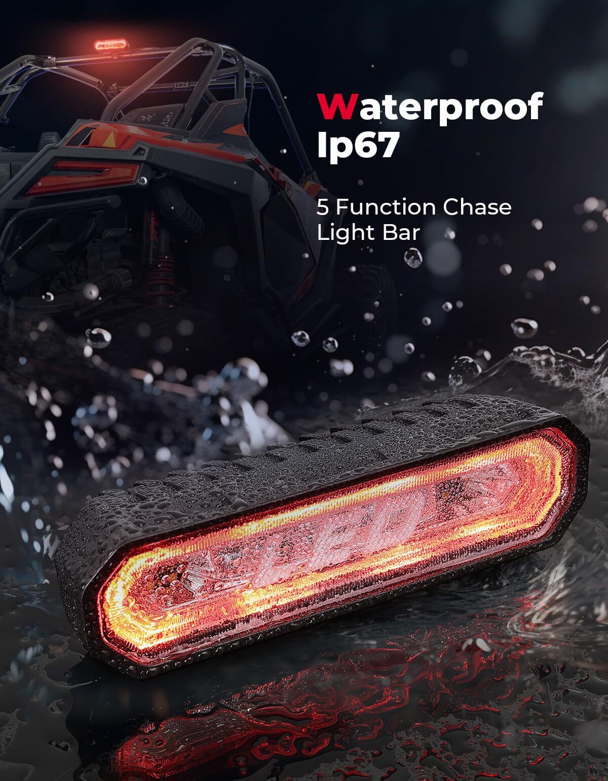 Kemimoto RZR Ranger Maverick X3 UTV Universial LED Chase Brake Tail Lights