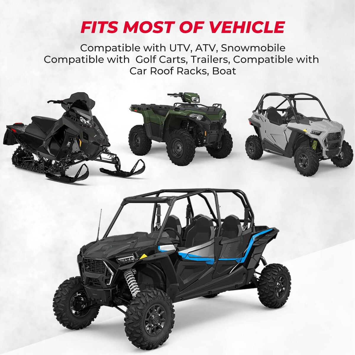 Kemimoto Shovel Holder Rubber Roof Rack Straps Fits 1.5"-3.5" Diameter Tools