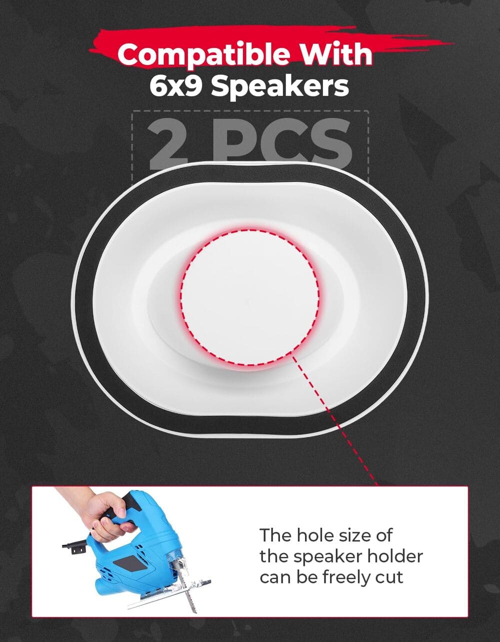 Kemimoto 6x9 Universal White Angeled Speaker Pods - 2 PCs