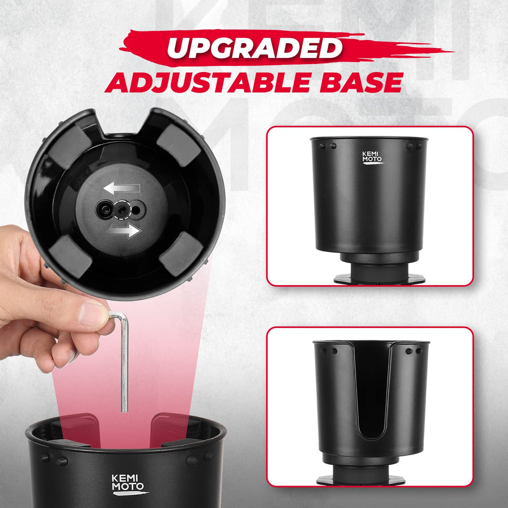 Kemimoto Universal Car Cup Holder Expander with Offset Long Base