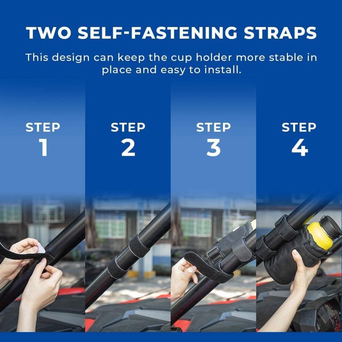 Kemimoto Universal 1.5"-2" Roll Cage Cup Holder - 2 PCs