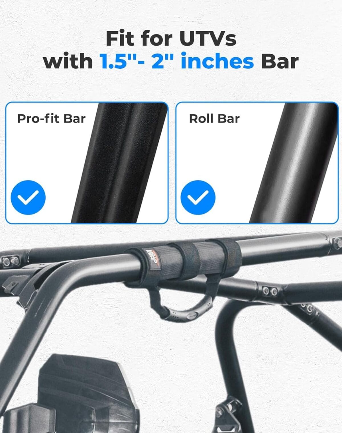 Kemimoto UTV 1.5"-2" Round Bar Cage Grab Handles - 4 Packs