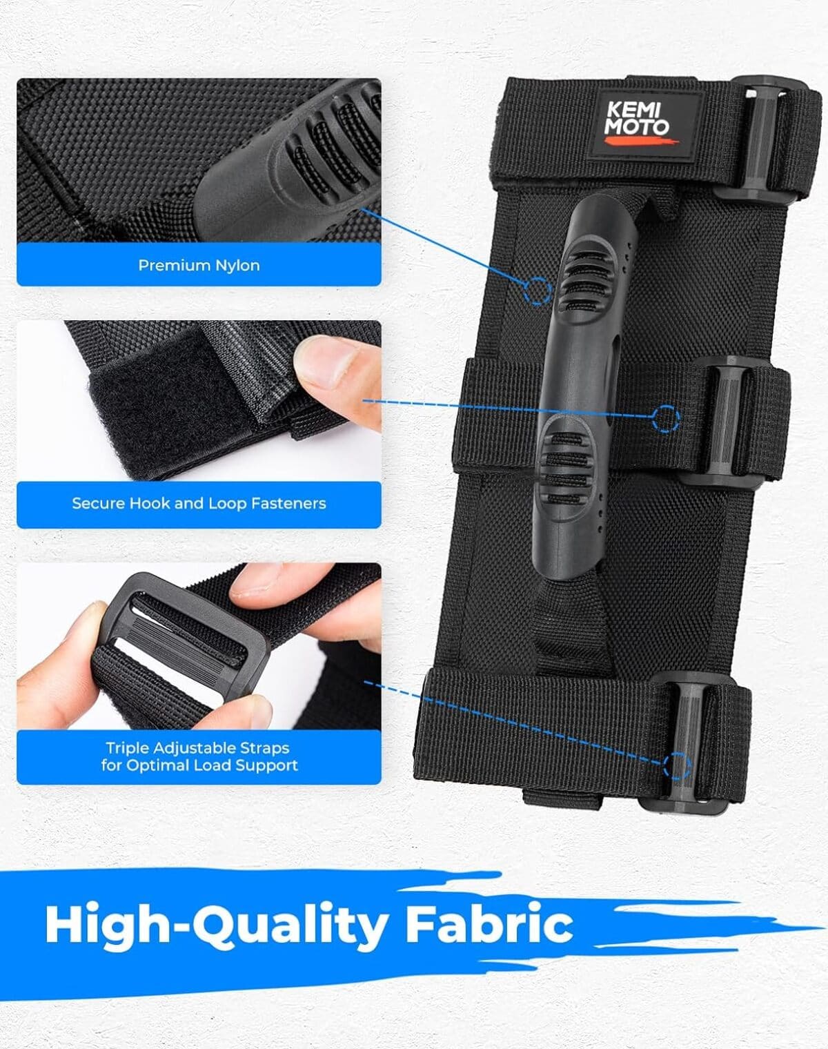 Kemimoto UTV 1.5"-2" Round Bar Cage Grab Handles - 4 Packs