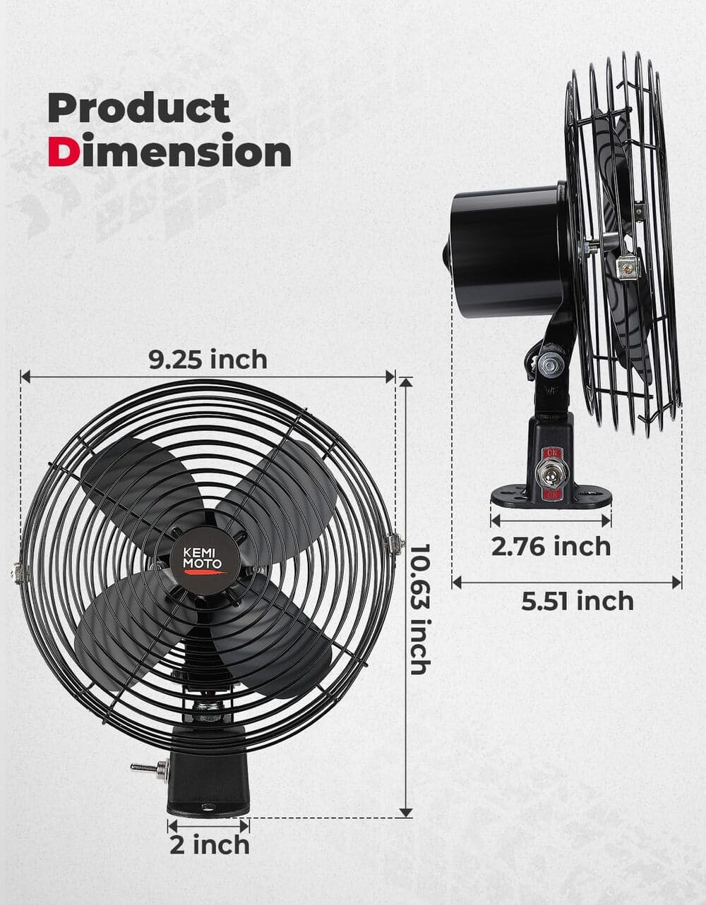 Kemimoto UTV 12V 8'' Cooling Fan