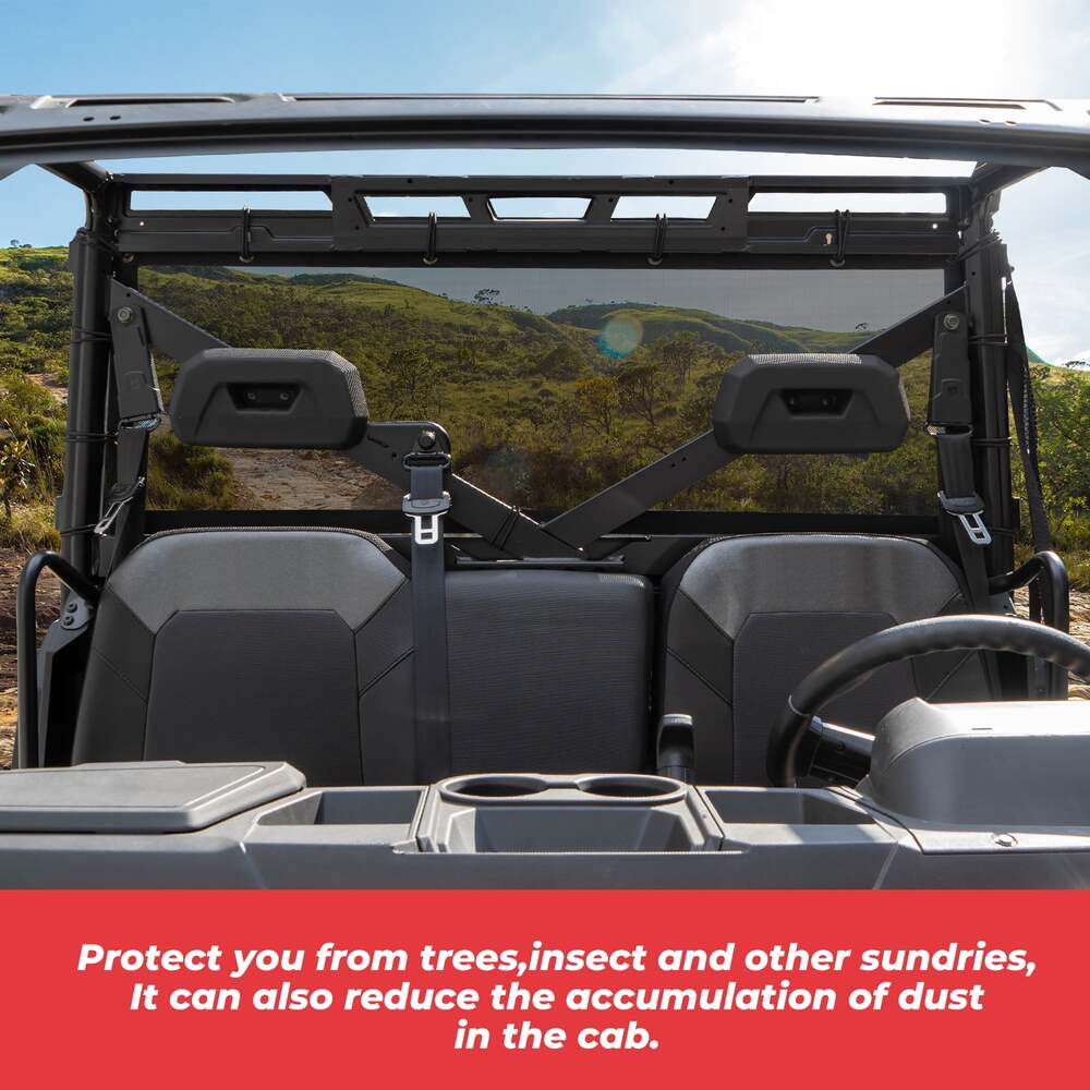 Kemimoto UTV '17-'24 Polaris Ranger XP 1000 Soft Rear Window Net Mesh Sun UV Protection