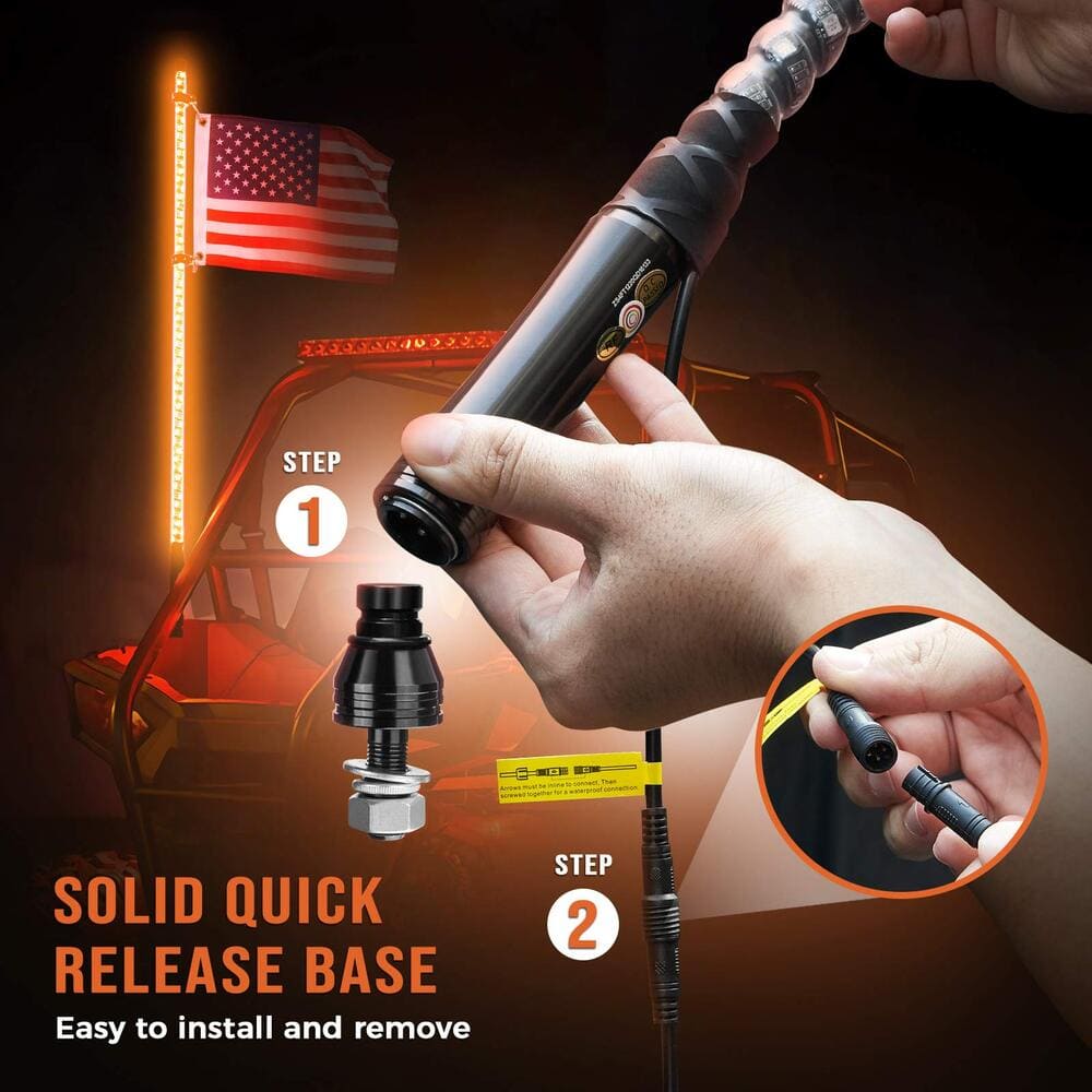 Kemimoto UTV 2Pcs 5FT Spiral Whip Light with RF Remote Control