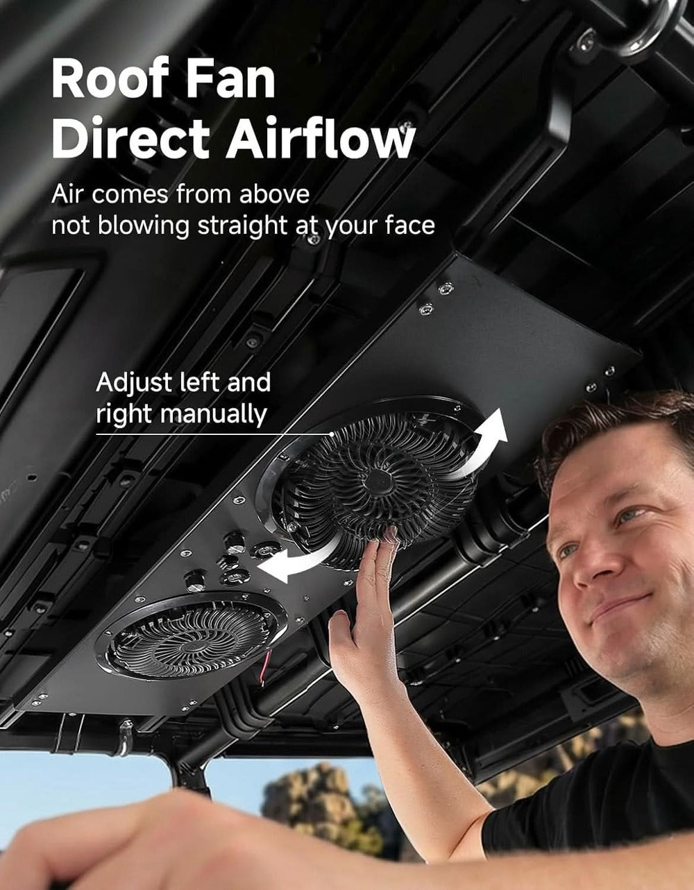 Kemimoto UTV 57-41 Inch Width Roof Fan w/ Lights
