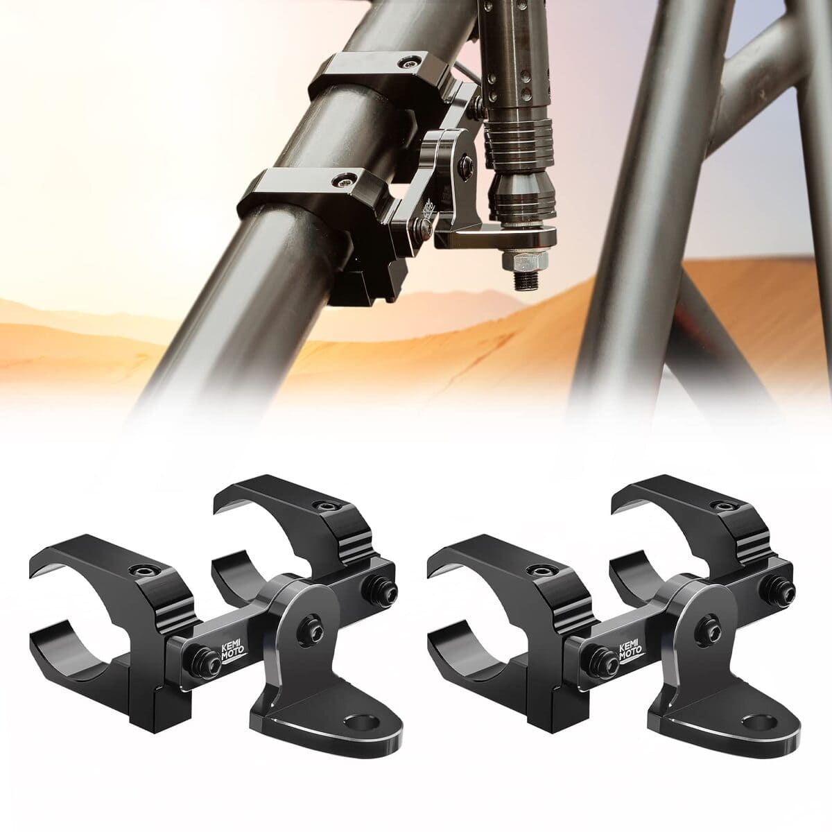 Kemimoto UTV Aluminum Whip Light Mount for 1.5 to 2" Roll Cage