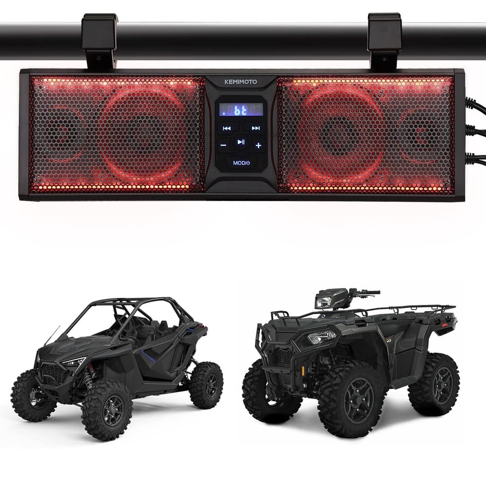 Kemimoto UTV/ATV BT 5.0 Amplified IP65 Waterproof Dustproof 16'' RGB Sound Bar