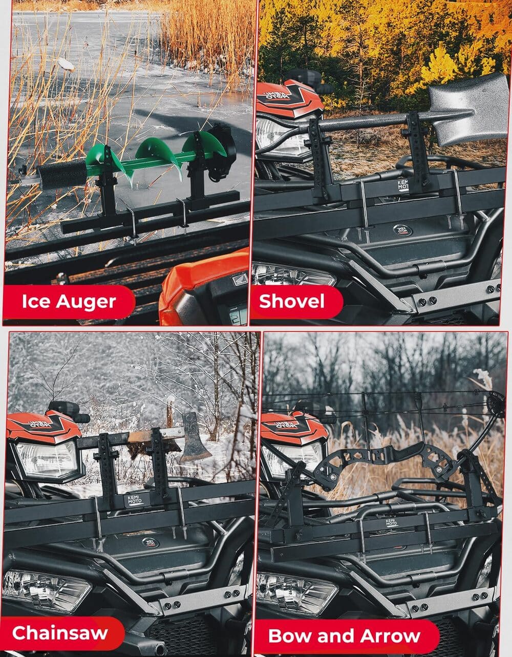 Kemimoto UTV/ATV Tool Holder Universal U-Bolt - 0.79"/1.77" Square Tube