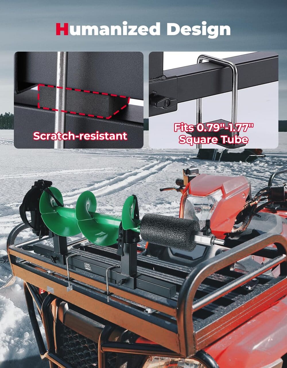 Kemimoto UTV/ATV Tool Holder Universal U-Bolt - 0.79"/1.77" Square Tube