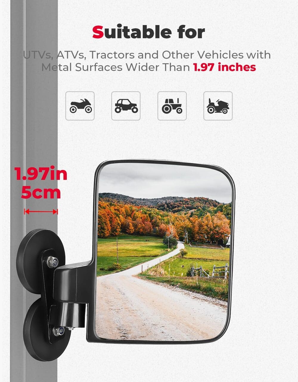 Kemimoto UTV/ATV Tractors/ Lawn & Mover 114Lbs Magnetic Side Mirrors - 1 Pair