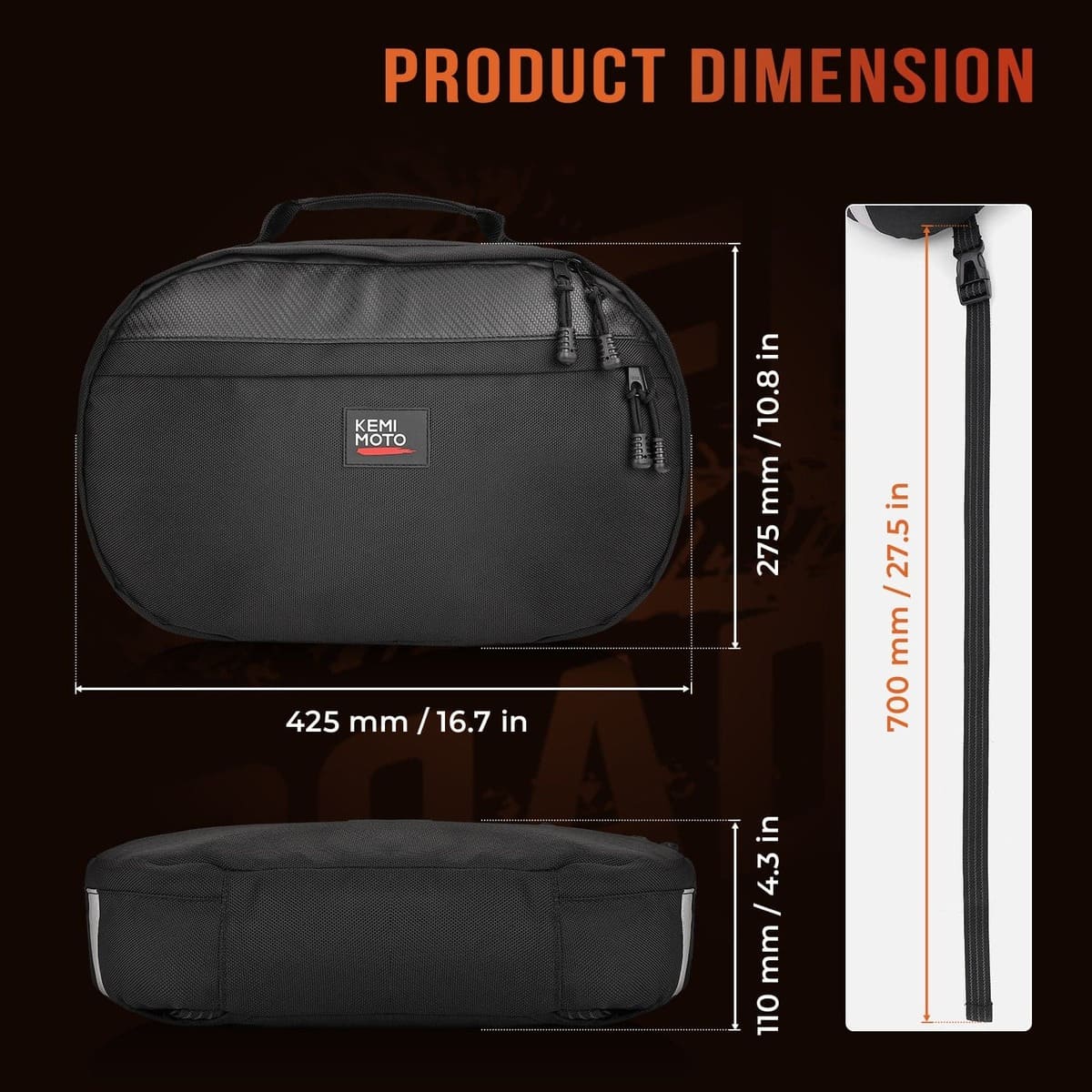 Kemimoto UTV Drive Belt Storage Bag w/ Reflective Strip