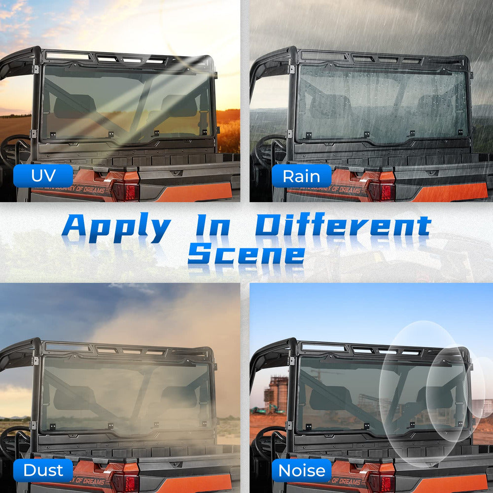 Kemimoto UTV Polaris Ranger Tint Hard Roof Rear Windshield