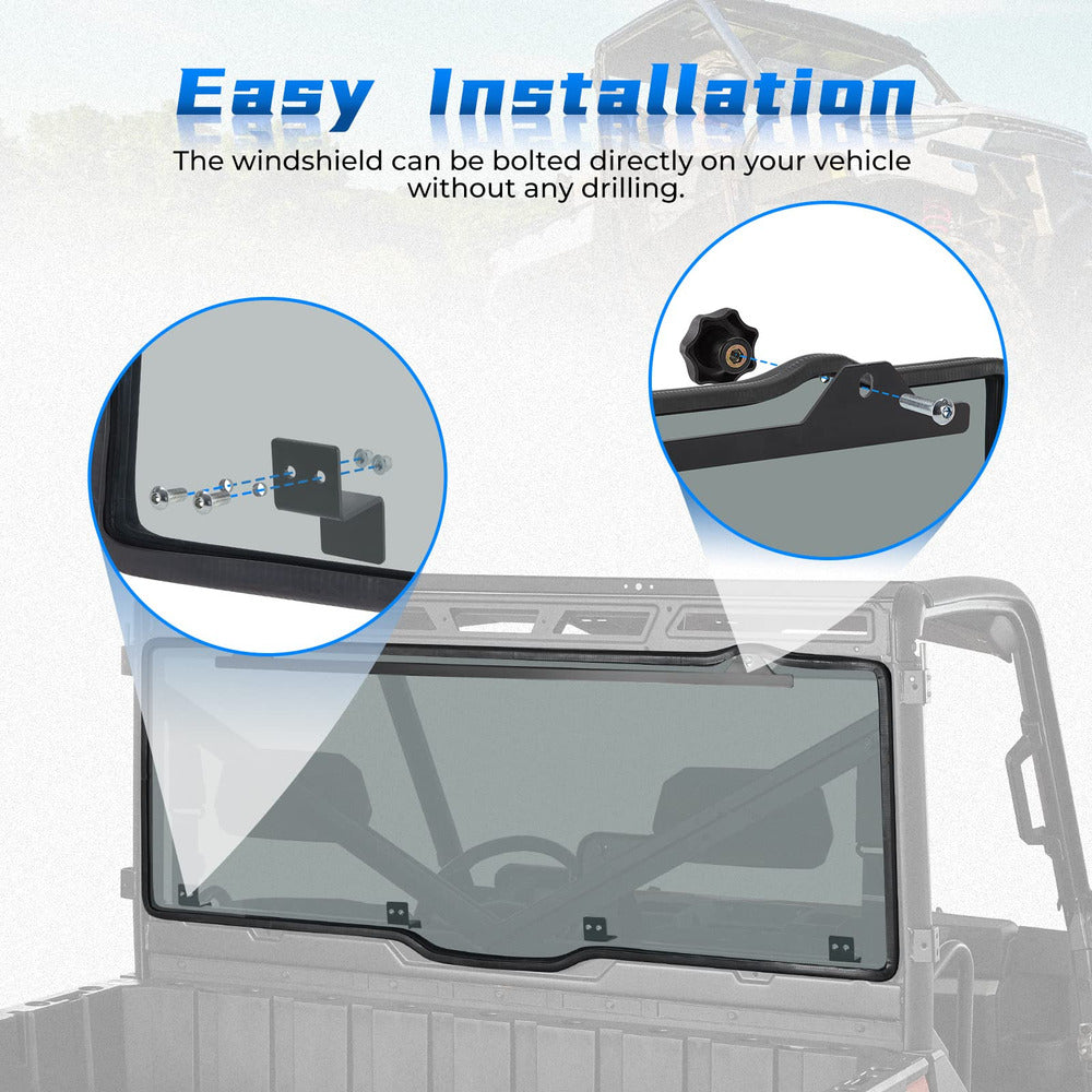 Kemimoto UTV Polaris Ranger Tint Hard Roof Rear Windshield