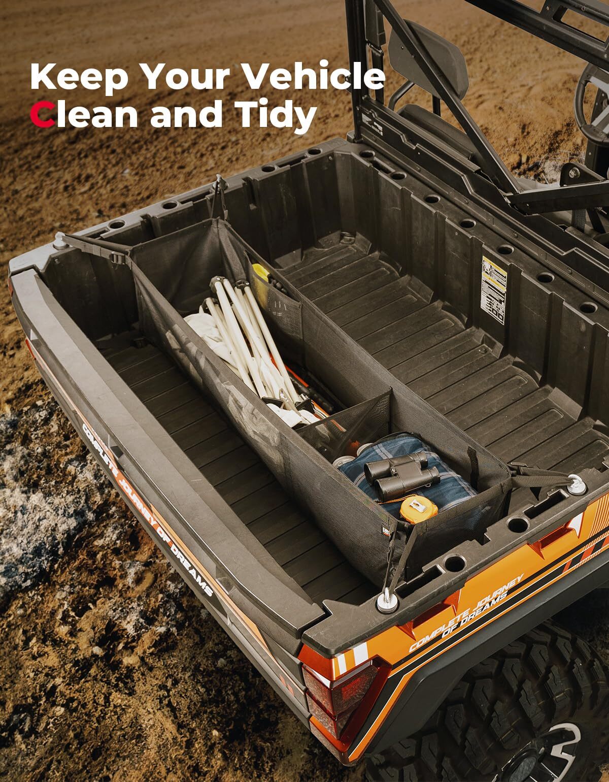 Kemimoto UTV Rear Bucket Storage Net for Ranger, Defender, Mule, UForce